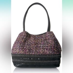 LaTique Dina Tweed Shoulder Bag Berry